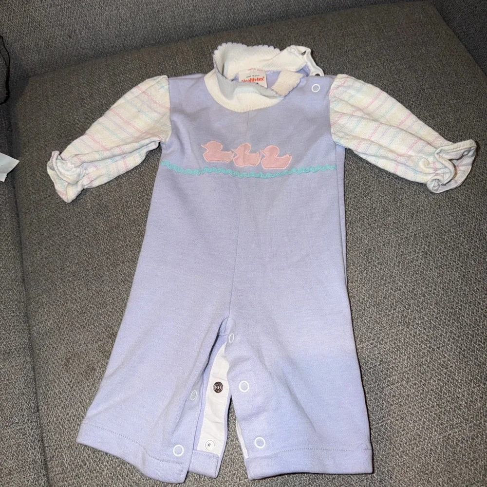Vintage 80s/90s Healthtex Baby Romper with Duck Appliqué